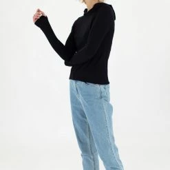 SHOKO Ribb Hoodie Aspen Black Tops & T-Shirts