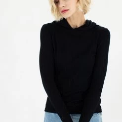 SHOKO Ribb Hoodie Aspen Black Tops & T-Shirts