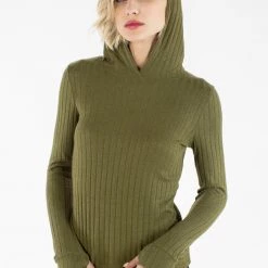 SHOKO Ribb Hoodie Aspen Olive.