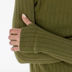 SHOKO Ribb Hoodie Aspen Olive.