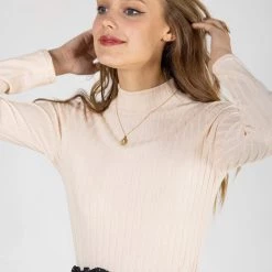SHOKO Tops & T-Shirts Ribb Top Valencia Cream.