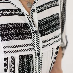 SHOKO Shirt Dress Aztec Black & White 6 SHOKO Shirt Dress Aztec Black & White