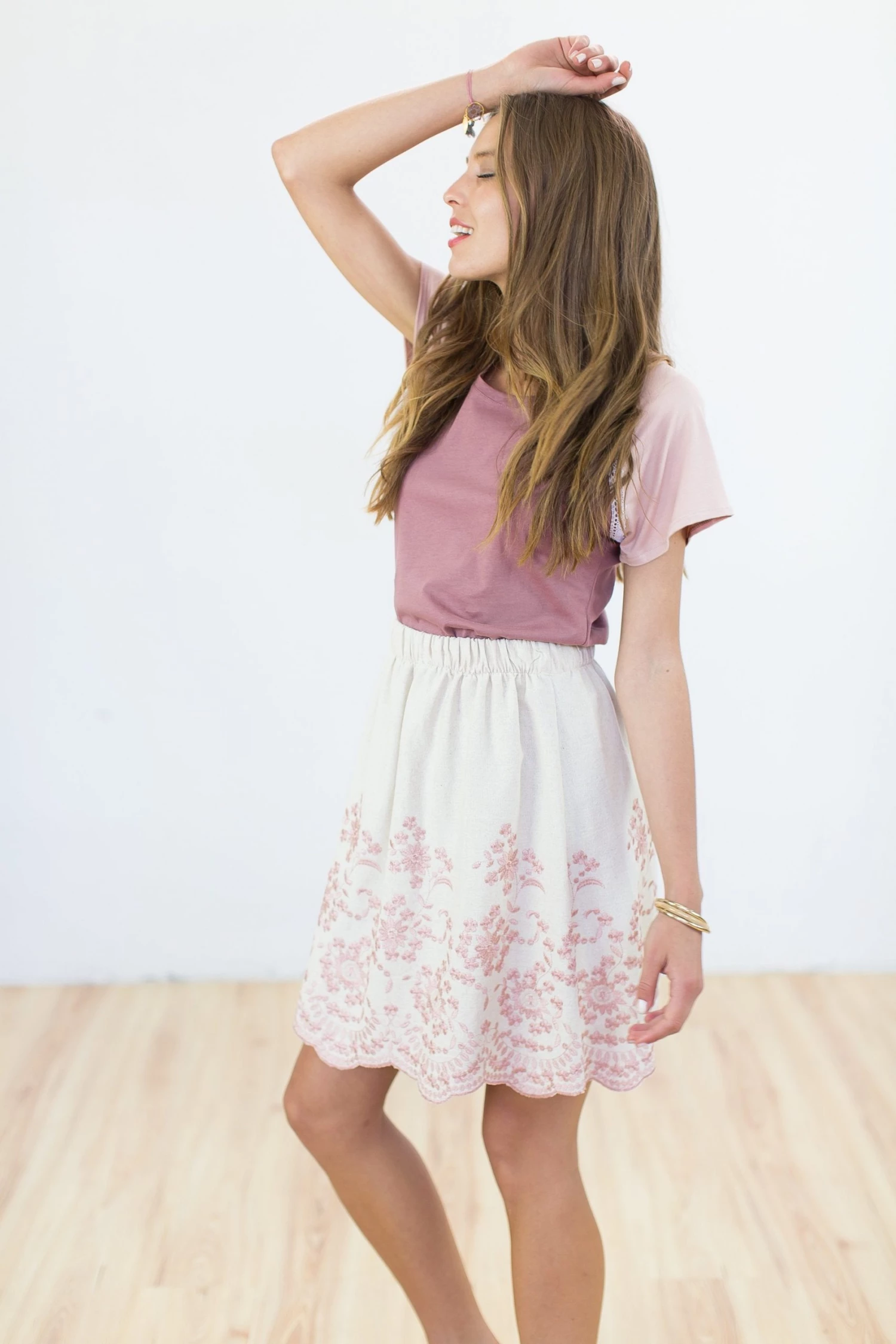 SHOKO Skirt Shea In Cream & Pink. Skirts & Bottoms 4 SHOKO Skirt Shea In Cream & Pink. Skirts & Bottoms