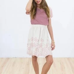 SHOKO Skirt Shea In Cream & Pink. Skirts & Bottoms