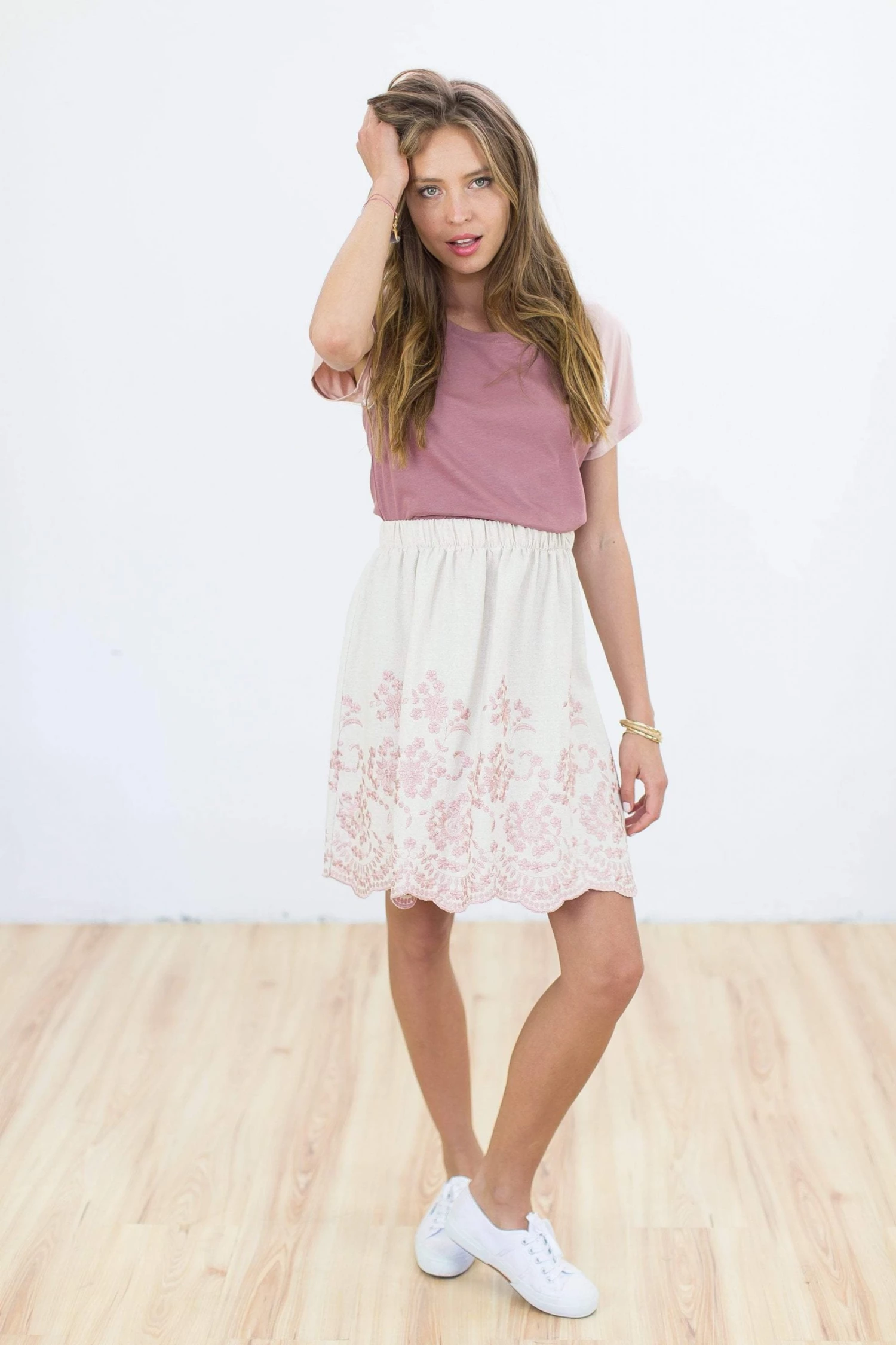 SHOKO Skirt Shea In Cream & Pink. Skirts & Bottoms 2 SHOKO Skirt Shea In Cream & Pink. Skirts & Bottoms