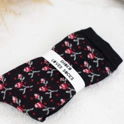 SHOKO Socks Roses Black Next Day Delivery