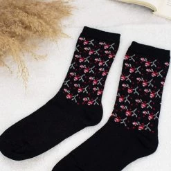 SHOKO Socks Roses Black Next Day Delivery