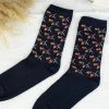 SHOKO Next Day Delivery Socks Roses Dark Blue