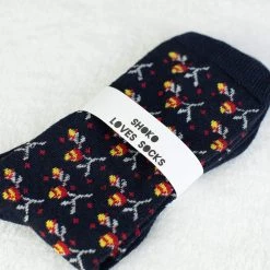 SHOKO Next Day Delivery Socks Roses Dark Blue