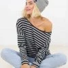 SHOKO Sweater Melina In Grey And Black Stripes.