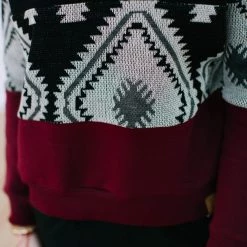 SHOKO Sweater Mia Black Aztec & Dark Red