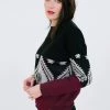 SHOKO Sweater Mia Black Aztec & Dark Red