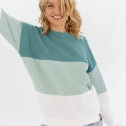 SHOKO Sweater Mia In Green, Mint & White