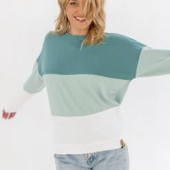 SHOKO Sweater Mia In Green, Mint & White