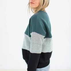 SHOKO Sweaters & Hoodies Sweater Mia In Green, White Herringbone & Black