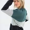 SHOKO Sweaters & Hoodies Sweater Mia In Green, White Herringbone & Black