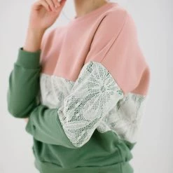 SHOKO Sweater Mia In Pink, Green & Lace. Sweaters & Hoodies