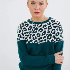 SHOKO Sweaters & Hoodies Sweater Phoria Petrol Leopard.