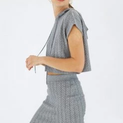 SHOKO The Knit Crop Top Grey Tops & T-Shirts