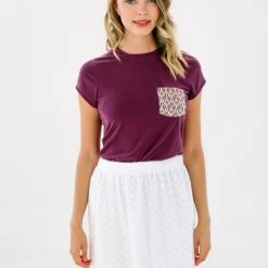 SHOKO Tops & T-Shirts Top Andy Purple Feathers.