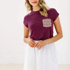 SHOKO Tops & T-Shirts Top Andy Purple Feathers.