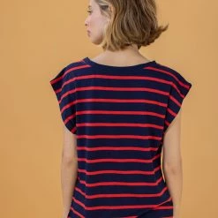 SHOKO Top Aria Red & Blue Stripes New In