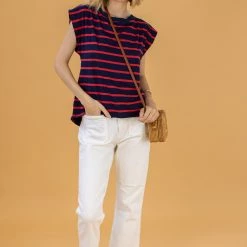 SHOKO Top Aria Red & Blue Stripes New In