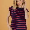 SHOKO Top Aria Red & Blue Stripes New In