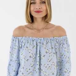 SHOKO Tops & T-Shirts Top Daisy Light Blue Floral