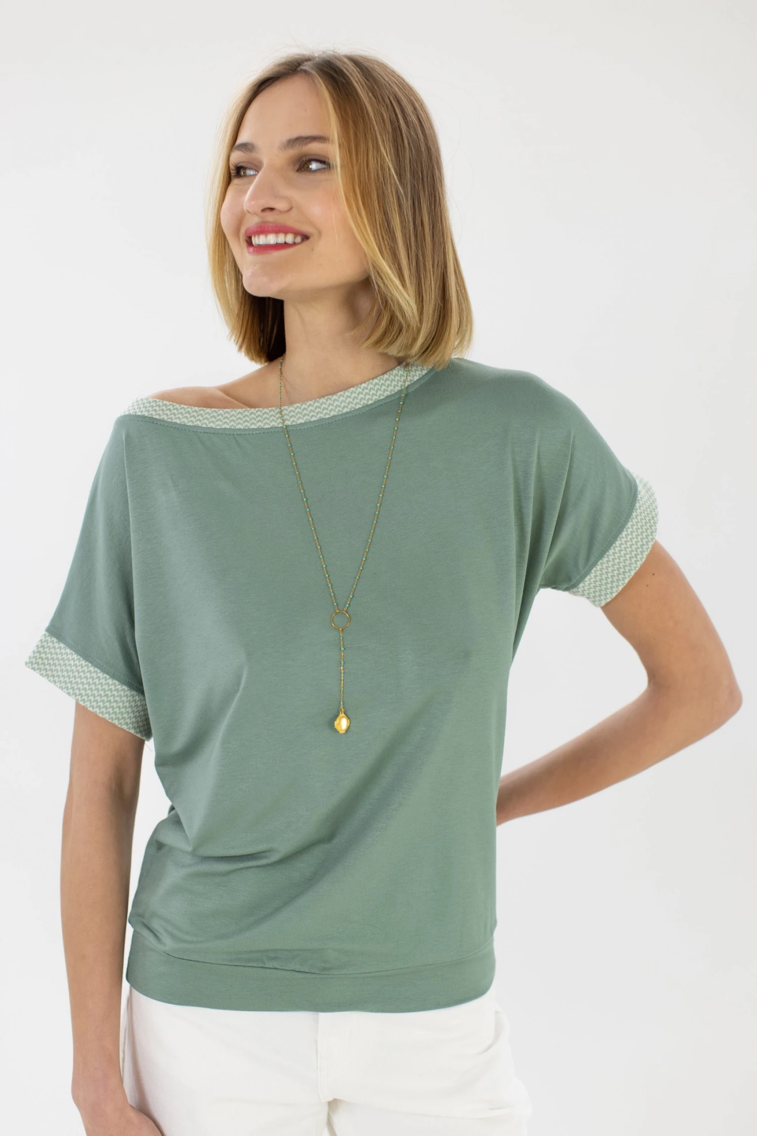 SHOKO Top Emma Mint Chevron. 1 SHOKO Top Emma Mint Chevron.