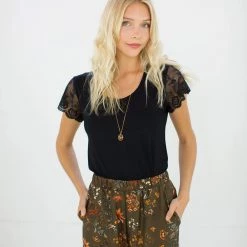 SHOKO Tops & T-Shirts Top Graceful In Black Lace.