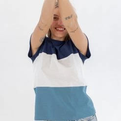 SHOKO Tops & T-Shirts Top Mia Dark Blue, White & Petrol