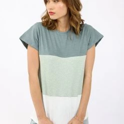 SHOKO Top Mia Olive Chevron White Tops & T-Shirts