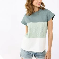 SHOKO Top Mia Olive Chevron White Tops & T-Shirts
