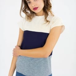 SHOKO Tops & T-Shirts Top Mia Yellow Stripes & Dark Blue.