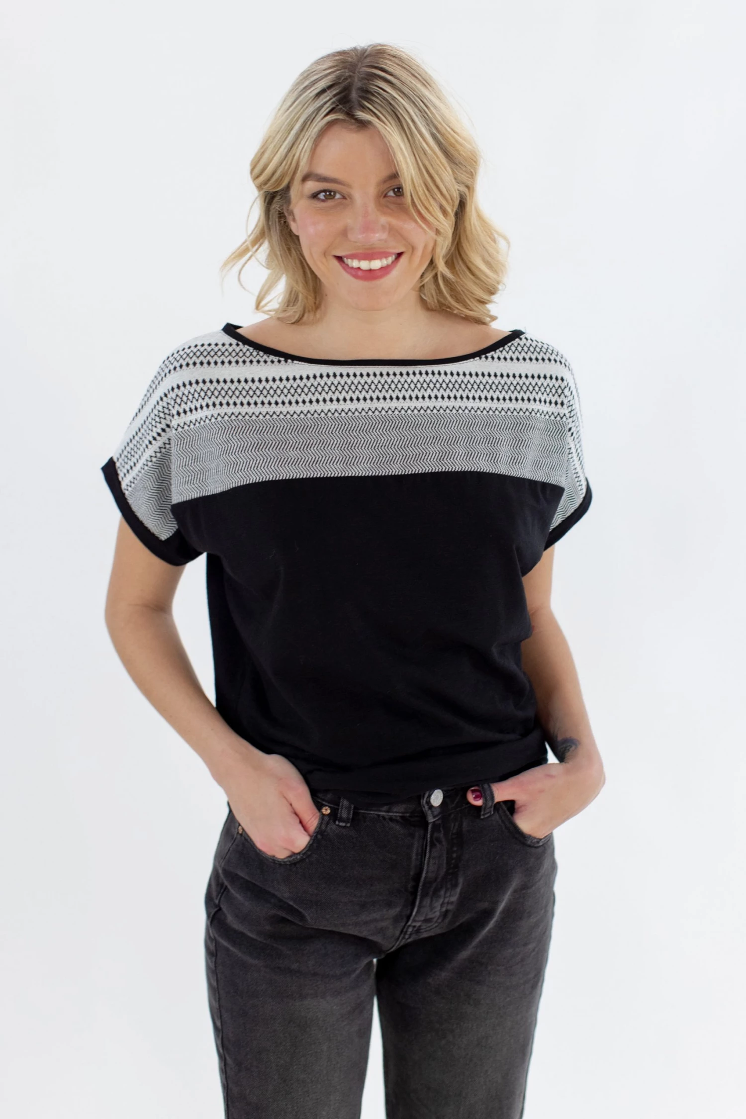 SHOKO Top Squares Black Ethnic 1 SHOKO Top Squares Black Ethnic