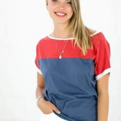 SHOKO Top Squares Blue Red.