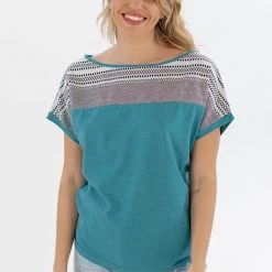 SHOKO Top Squares Turquoise Ethnic.
