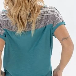 SHOKO Top Squares Turquoise Ethnic.